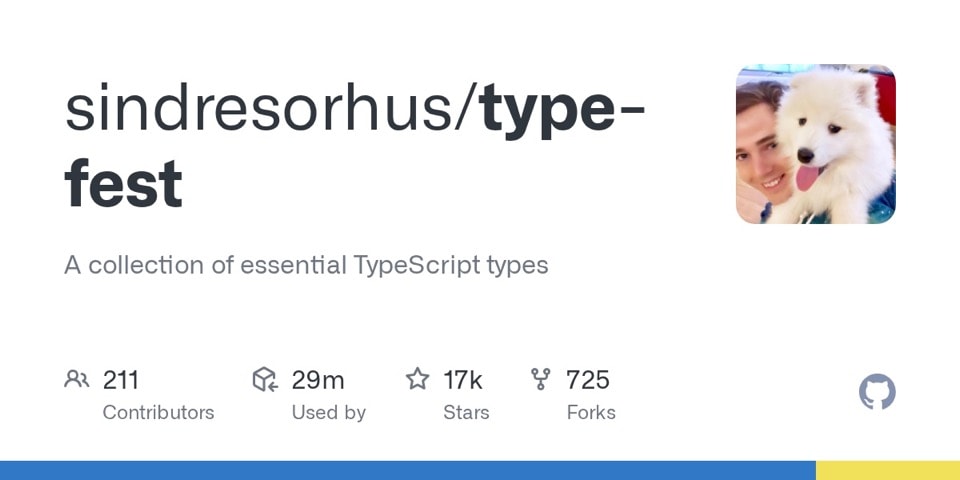 sindresorhus/type-fest GitHub 저장소